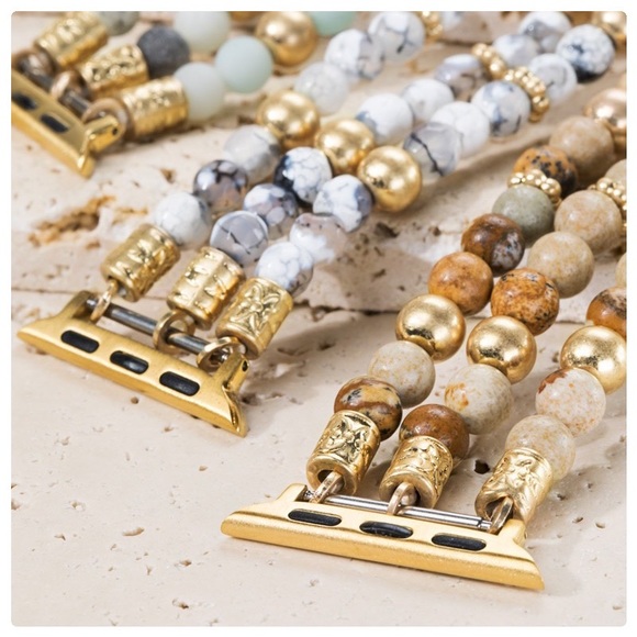 Howlite Stone & Beads Apple Watch Band - Picture 2 of 3